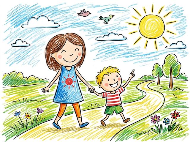 Voorbeeld van de tekenstijl Kinderkrijt
