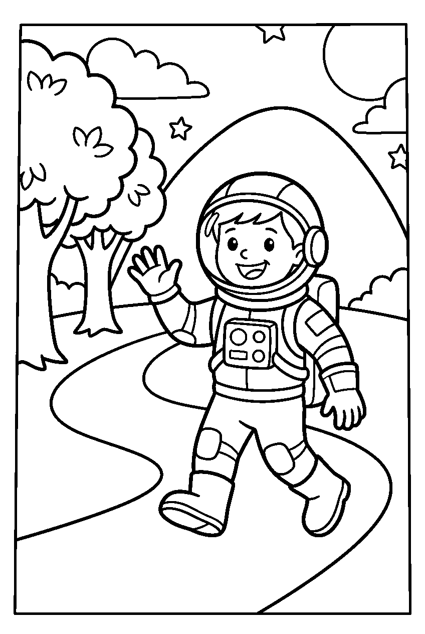 kleurplaat astronaut · Op avontuur