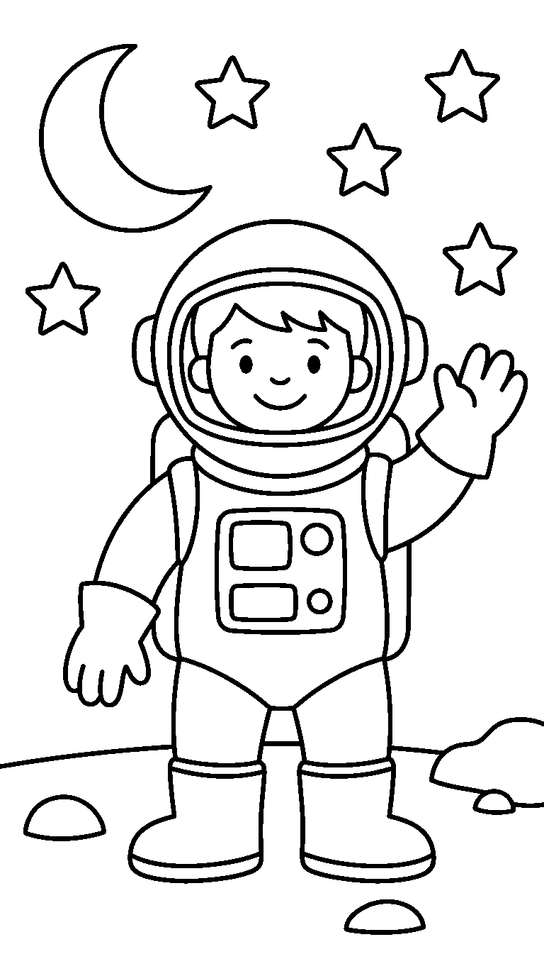 kleurplaat astronaut · Onder de sterren