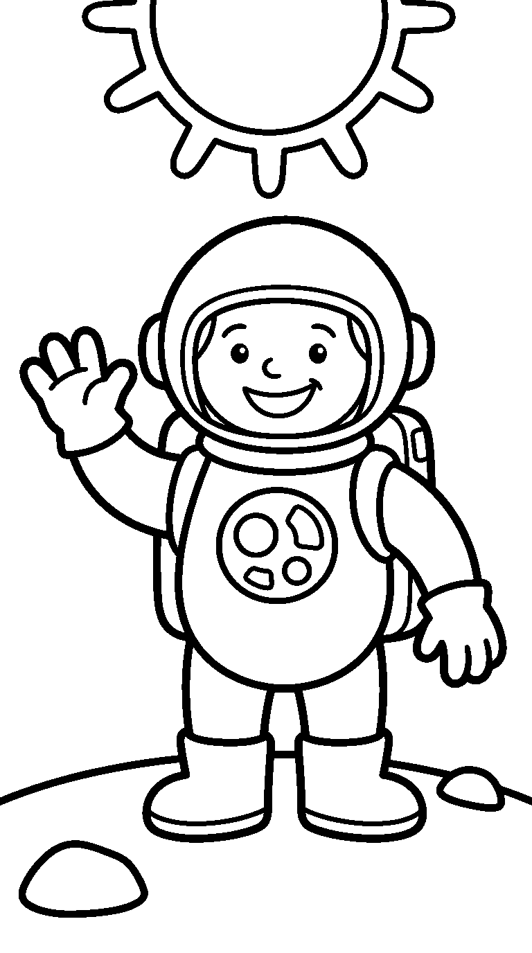 kleurplaat astronaut · zwaaiend