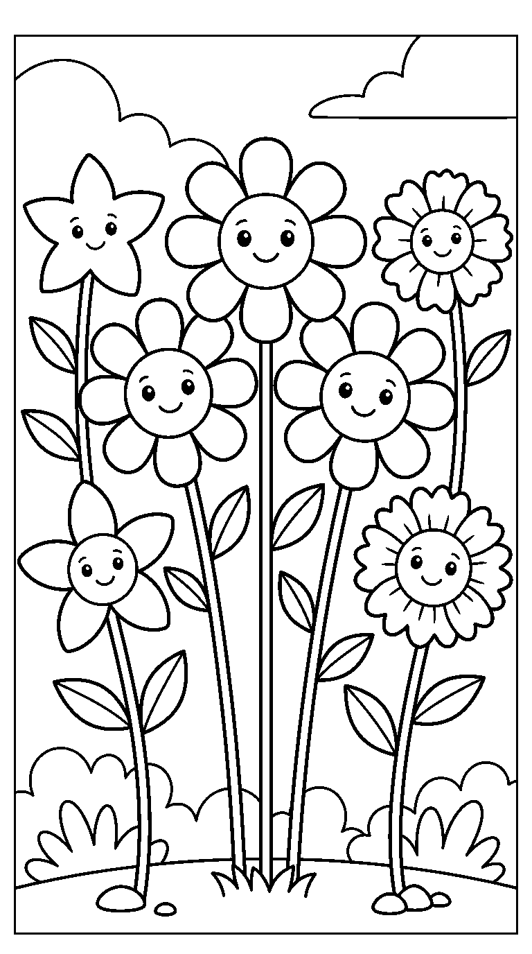 kleurplaat bloemen · Tussen de bloemen