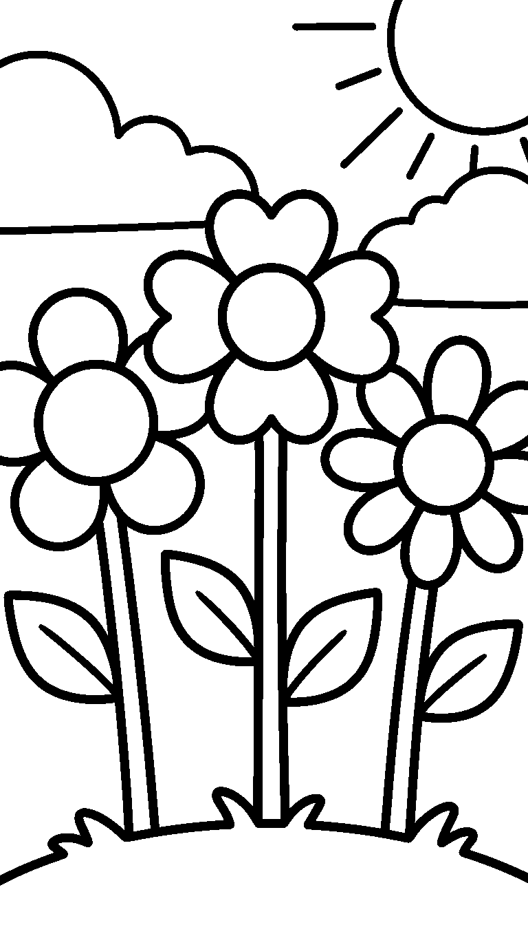 kleurplaat bloemen · Heel simpel