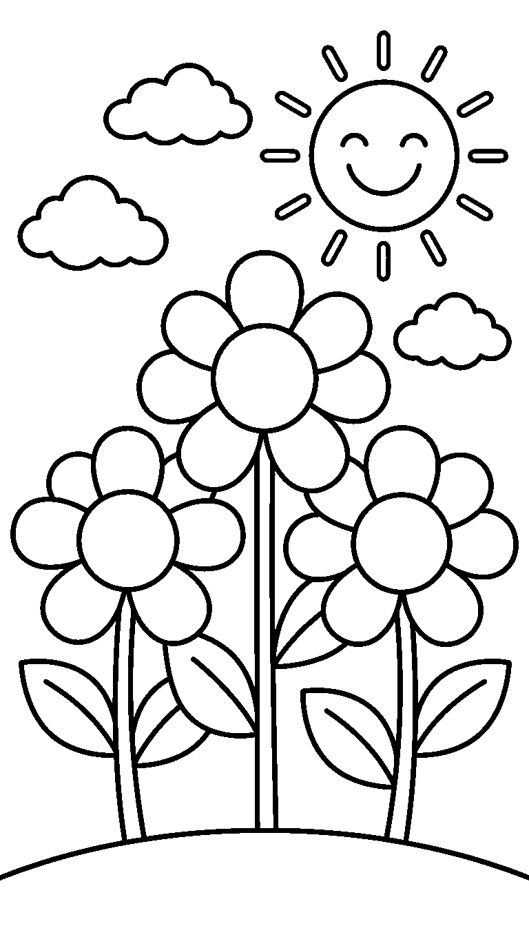 kleurplaat bloemen · Onder de zon