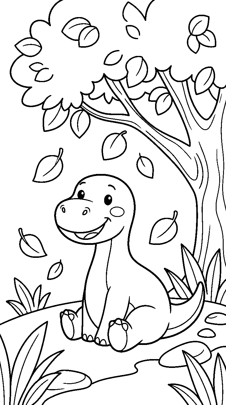 kleurplaat dinosaurus · Onder de boom