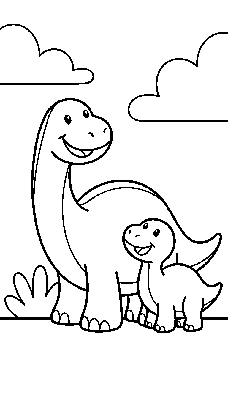 kleurplaat dinosaurus · Met een jong