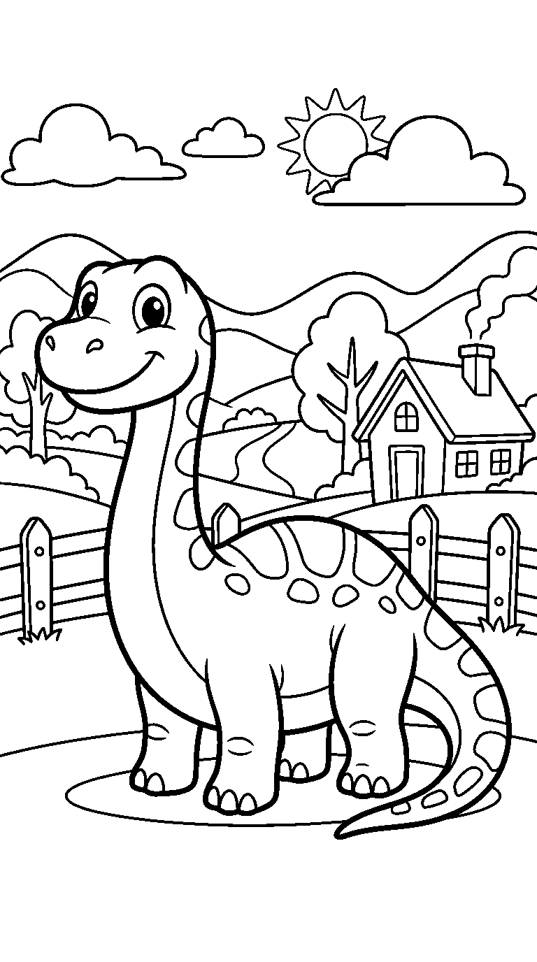 kleurplaat dinosaurus · In het landschap