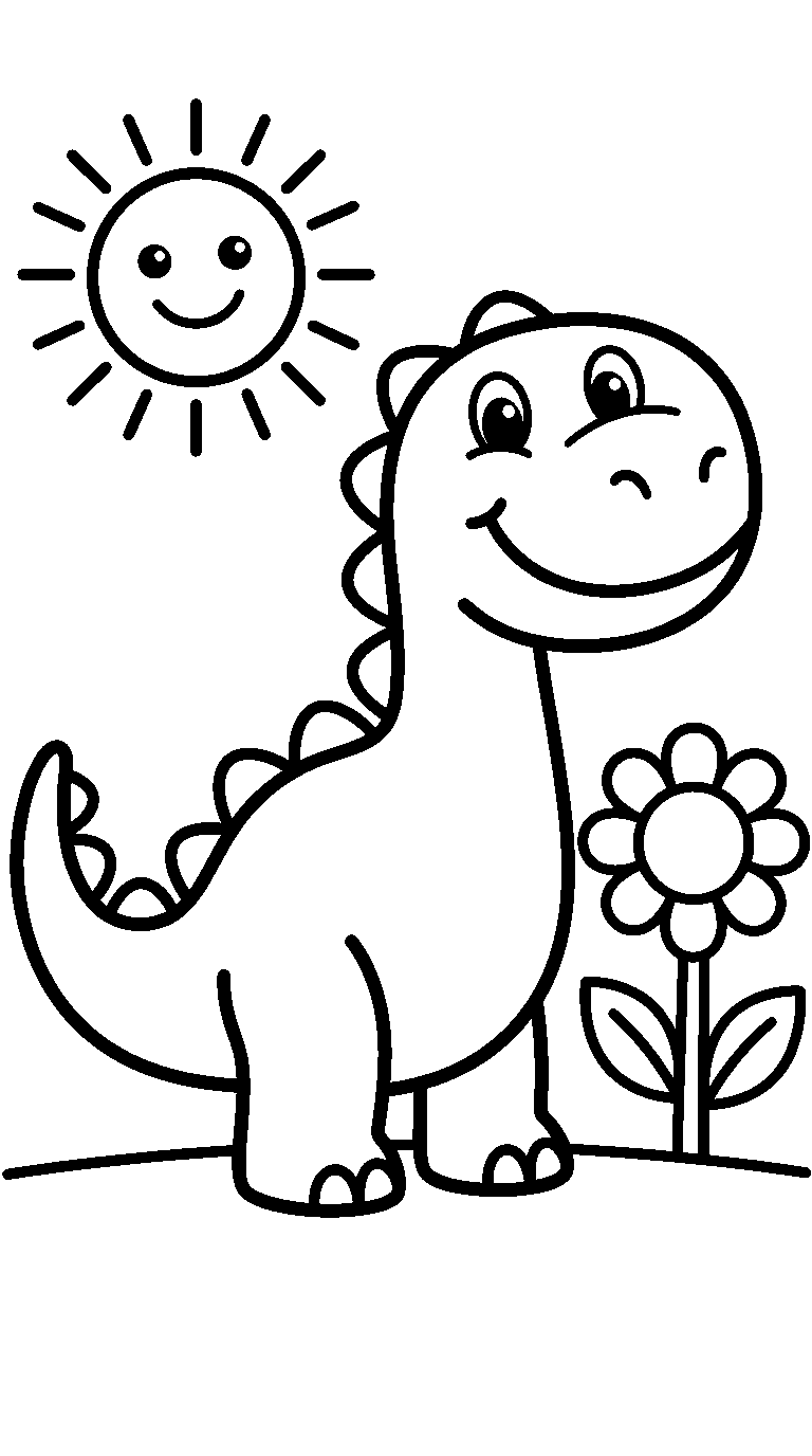 kleurplaat dinosaurus · In de tuin