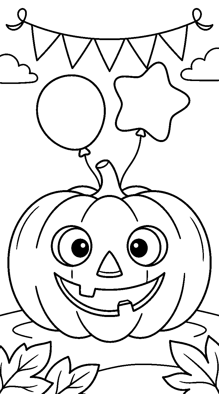 kleurplaat halloween · Met ballonnen