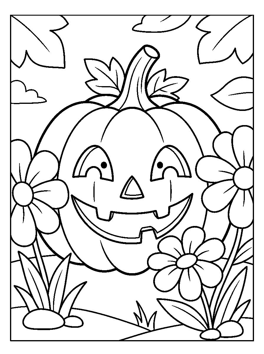 kleurplaat halloween · Tussen de bloemen