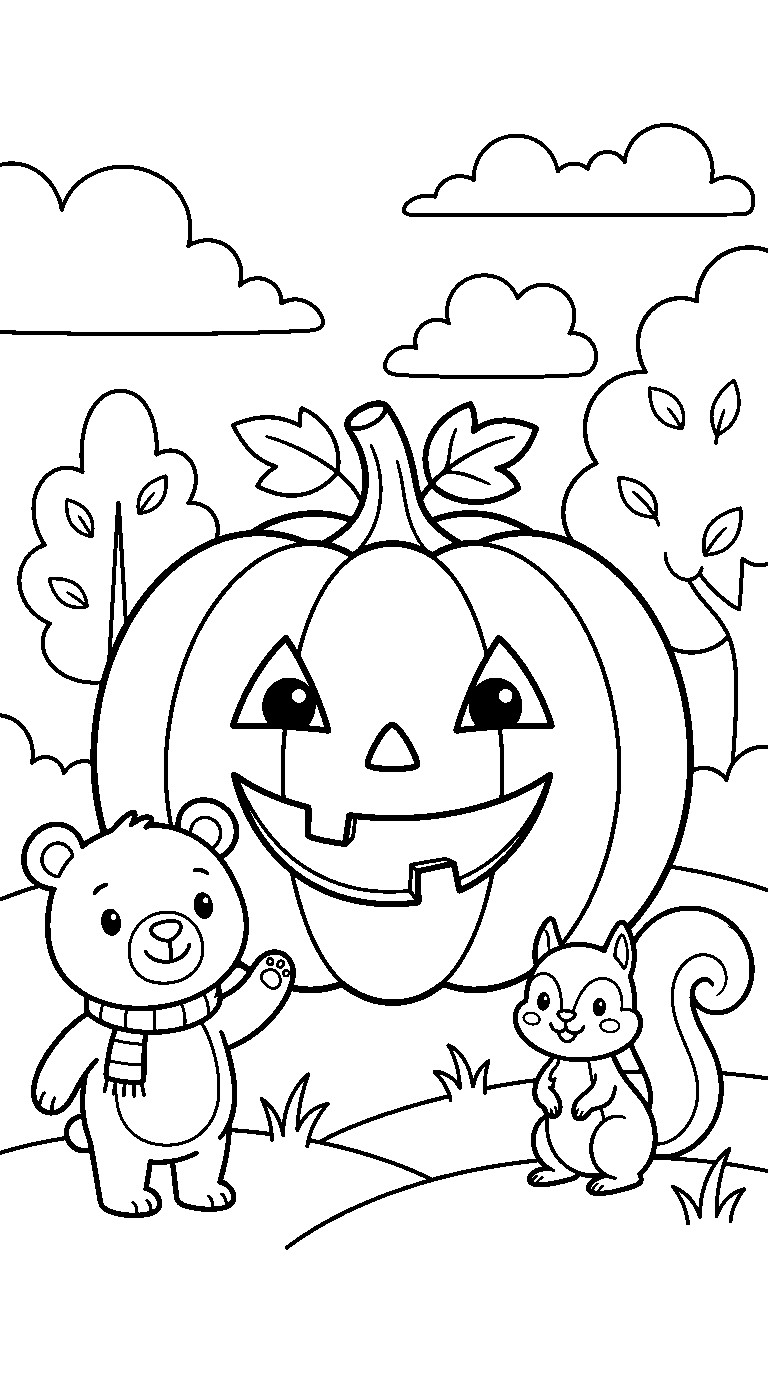 kleurplaat halloween · Met twee diertjes
