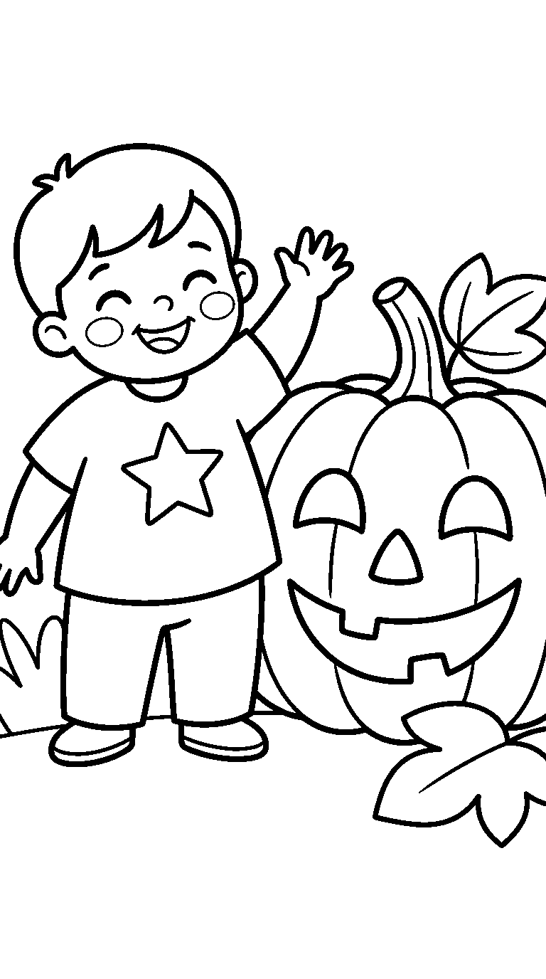 kleurplaat halloween · Met een kind erbij