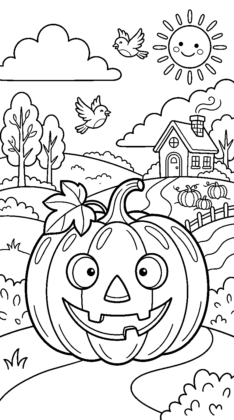 kleurplaat halloween · In het landschap