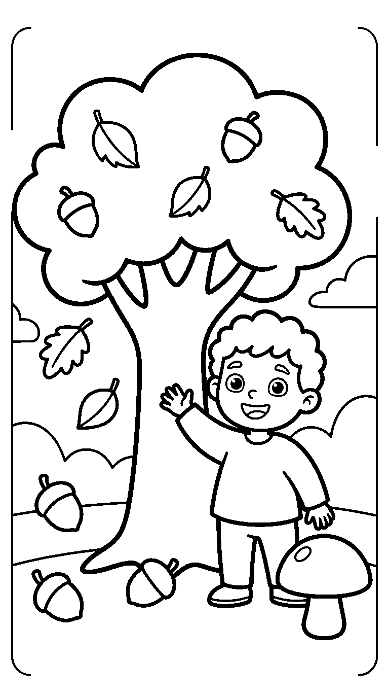 kleurplaat herfst · Met een kind erbij