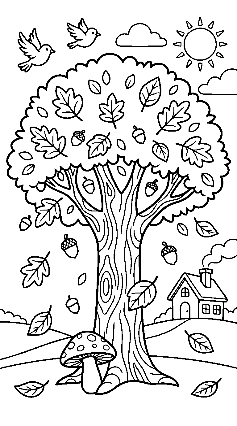 kleurplaat herfst · In het landschap