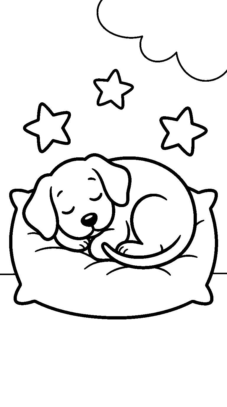 kleurplaat hond · Lekker slapen