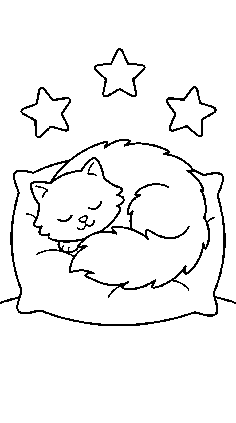 kleurplaat kat · Lekker slapen