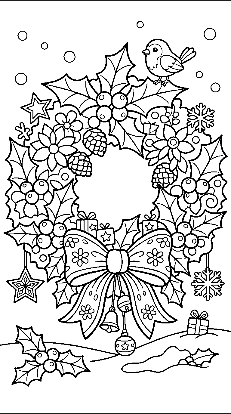 kleurplaat kerst · Kerstkrans