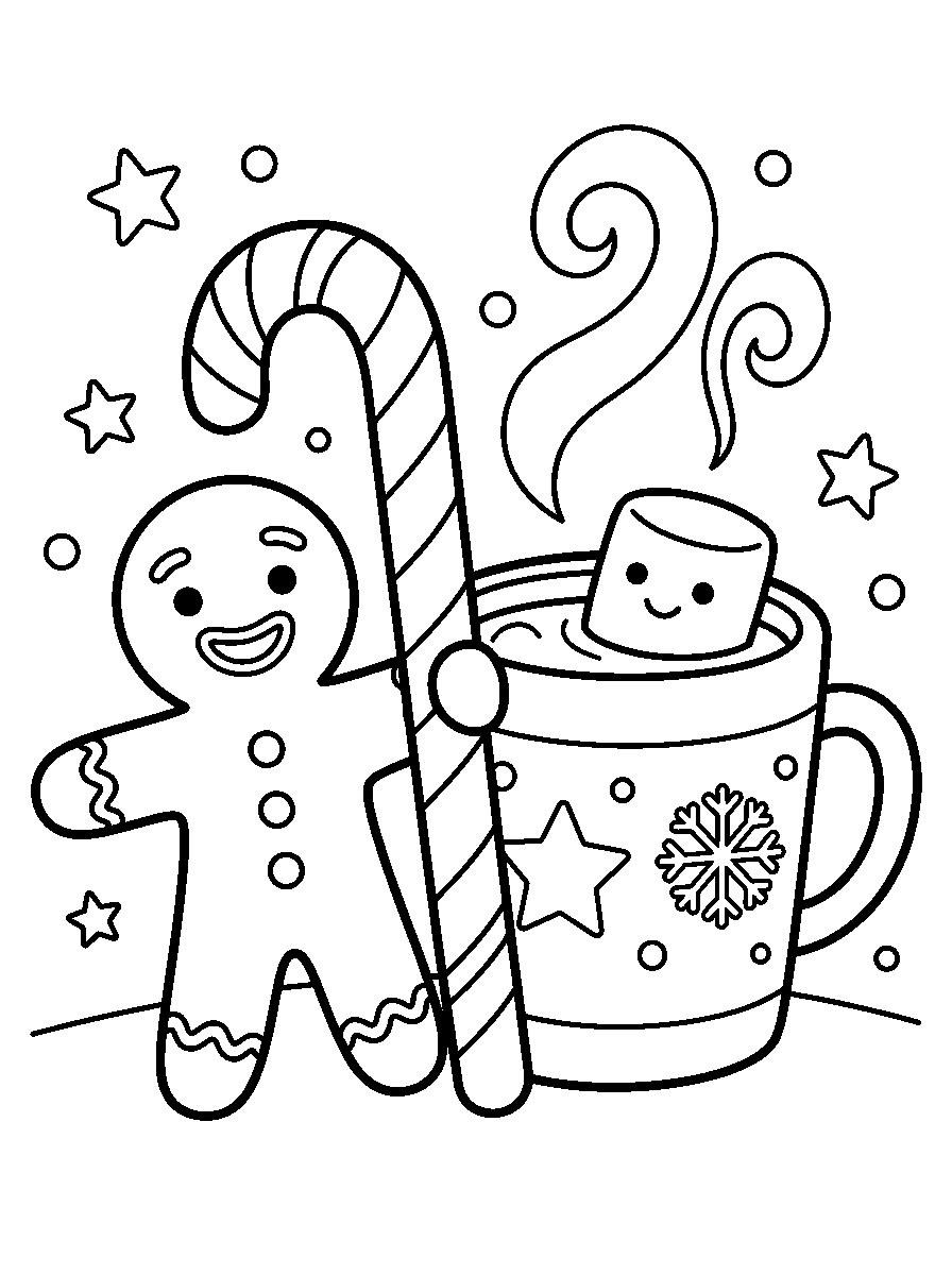kleurplaat kerst · Peperkoekmannetje