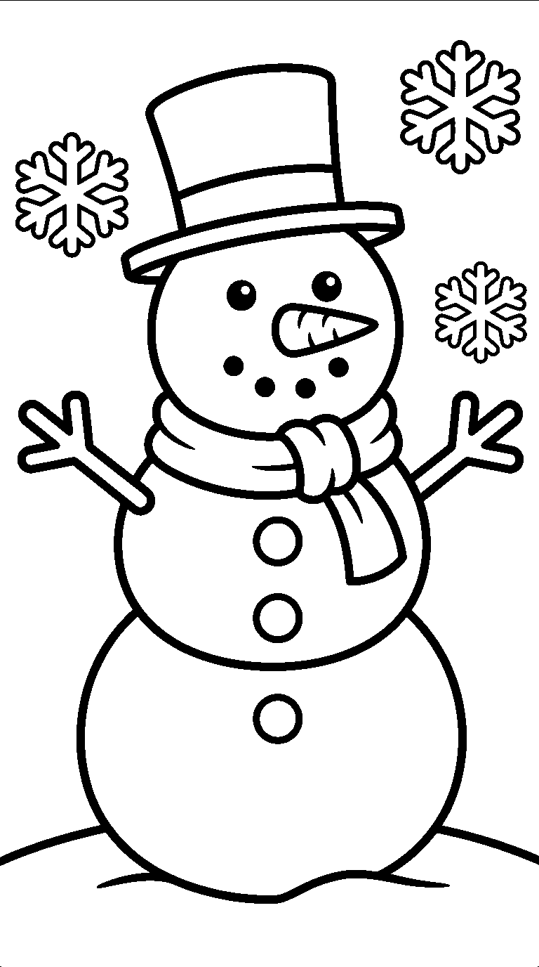 kleurplaat kerst · Sneeuwpop