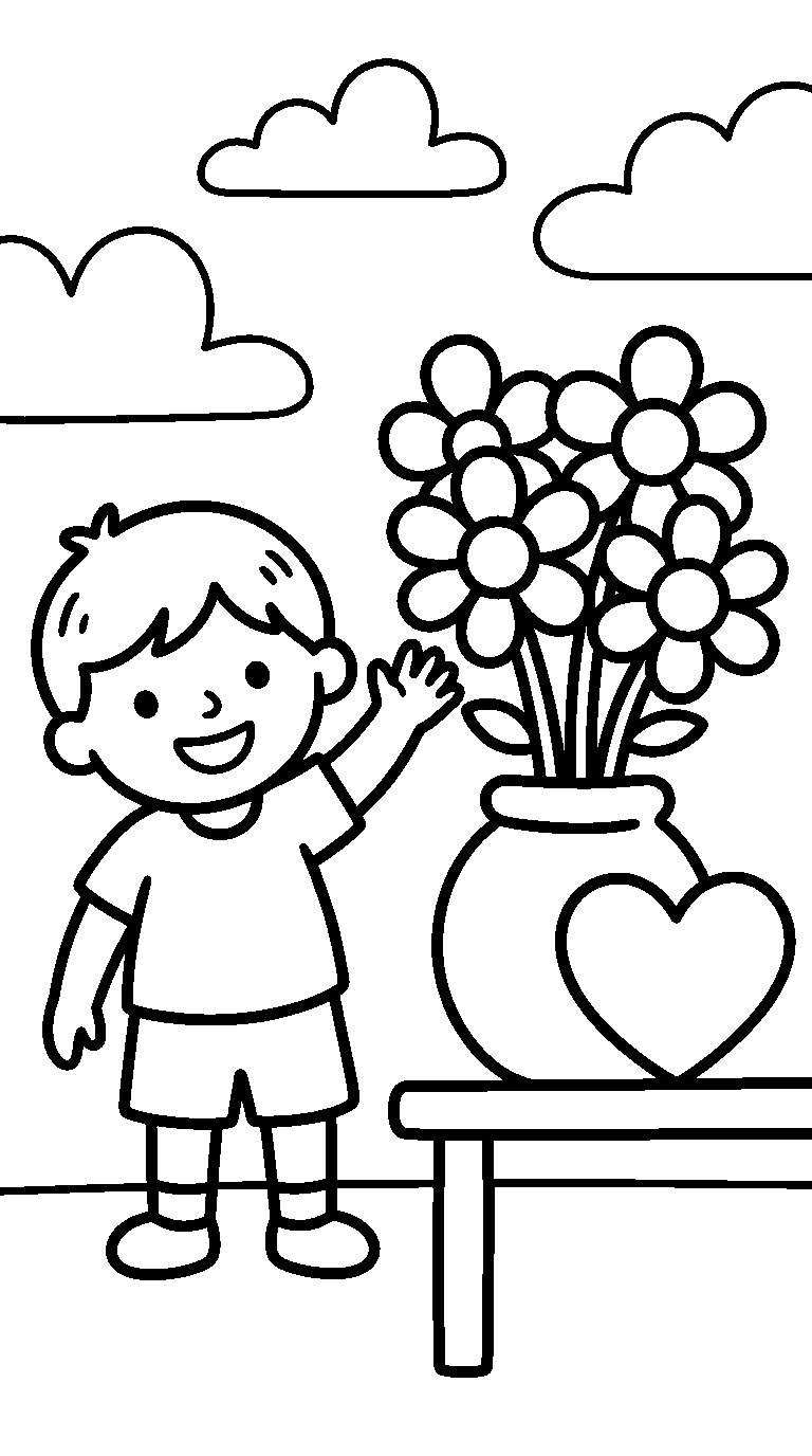 kleurplaat moederdag · Met een kind erbij