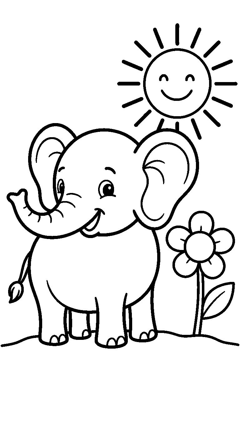 kleurplaat olifant · In de tuin
