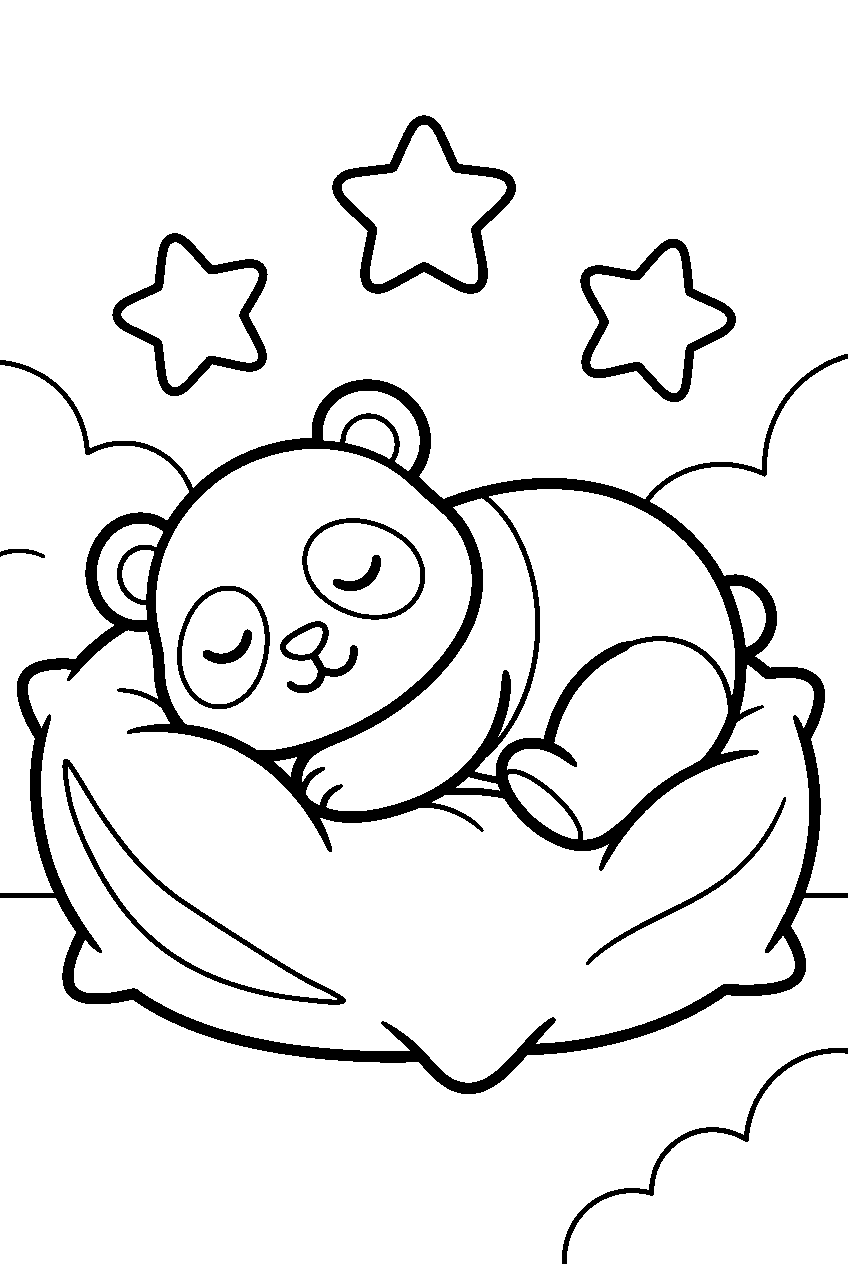 kleurplaat panda · Lekker slapen