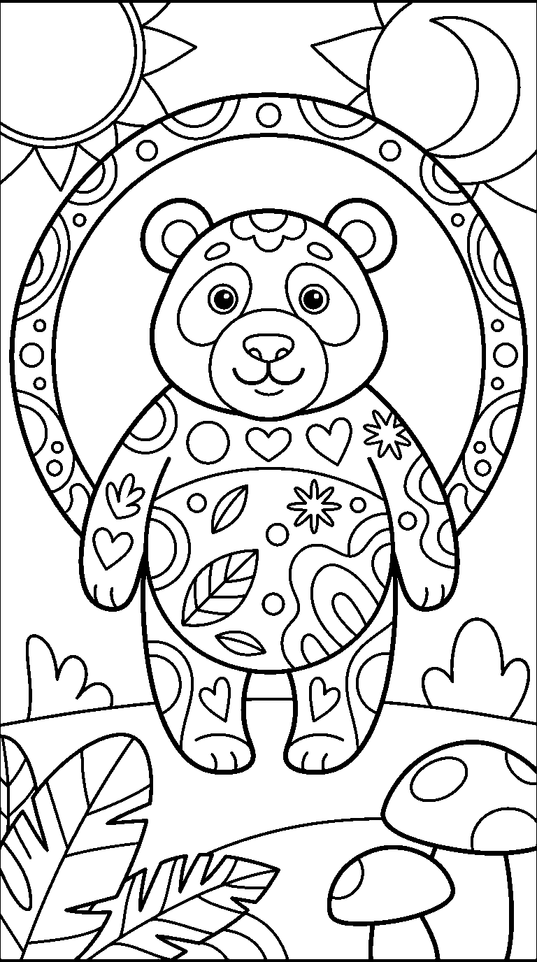 kleurplaat panda · Met versiering