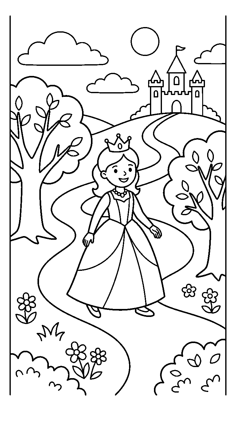 kleurplaat prinses · Op avontuur