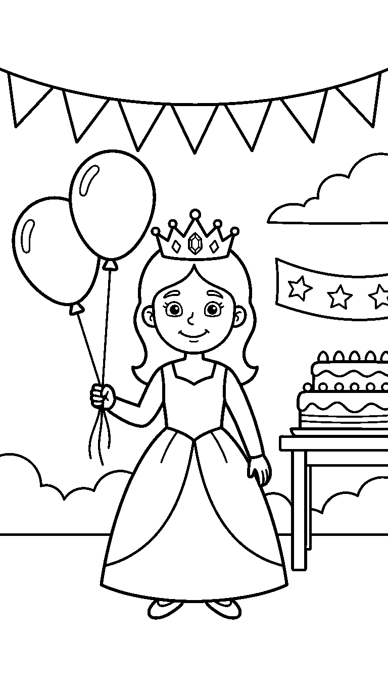 kleurplaat prinses · Op het feest