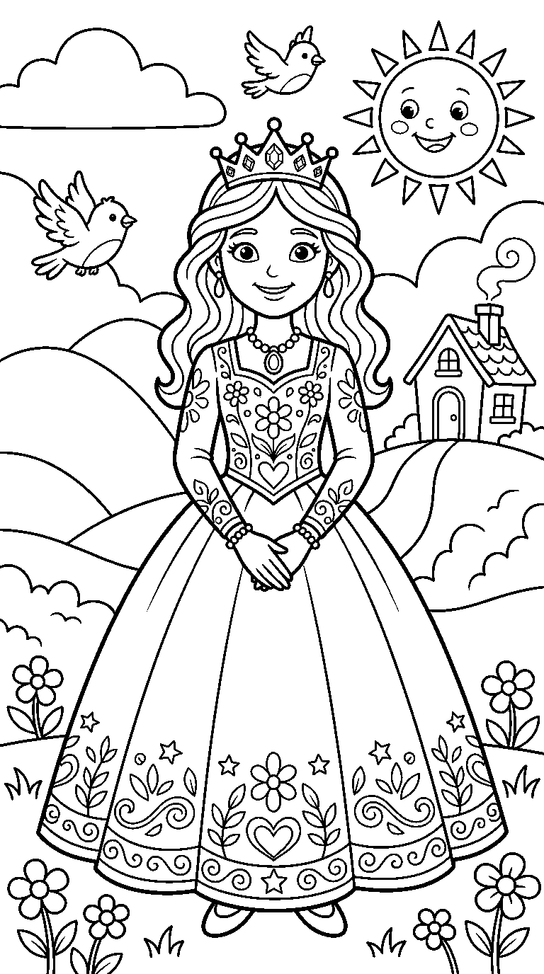 kleurplaat prinses · In het landschap