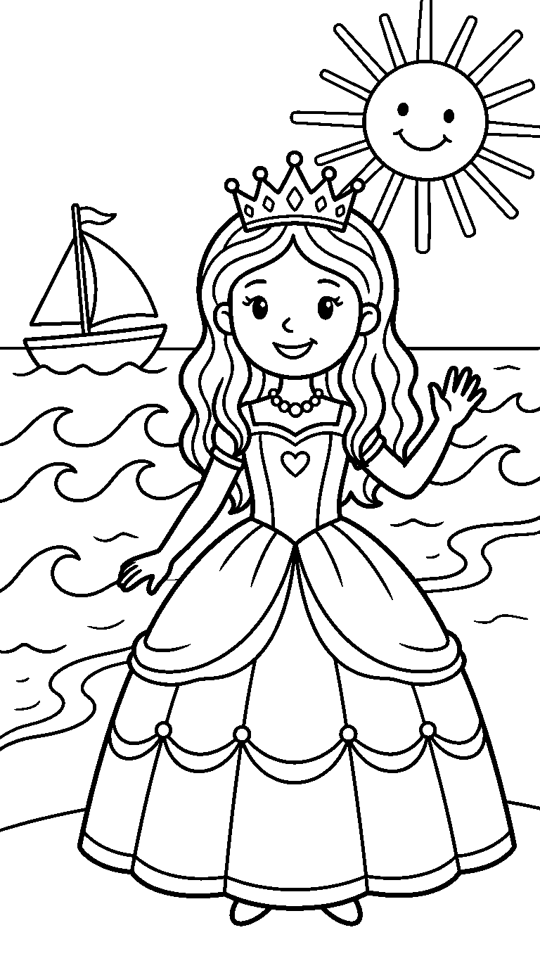 kleurplaat prinses · Aan het water