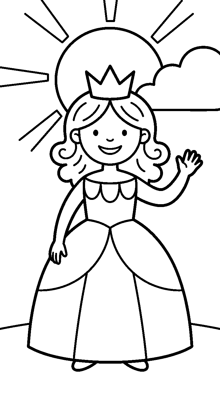 kleurplaat prinses · zwaaiend
