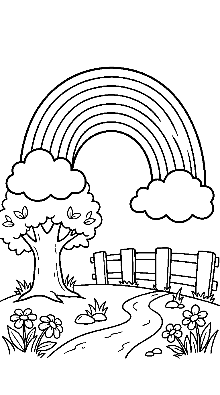 kleurplaat regenboog · buiten