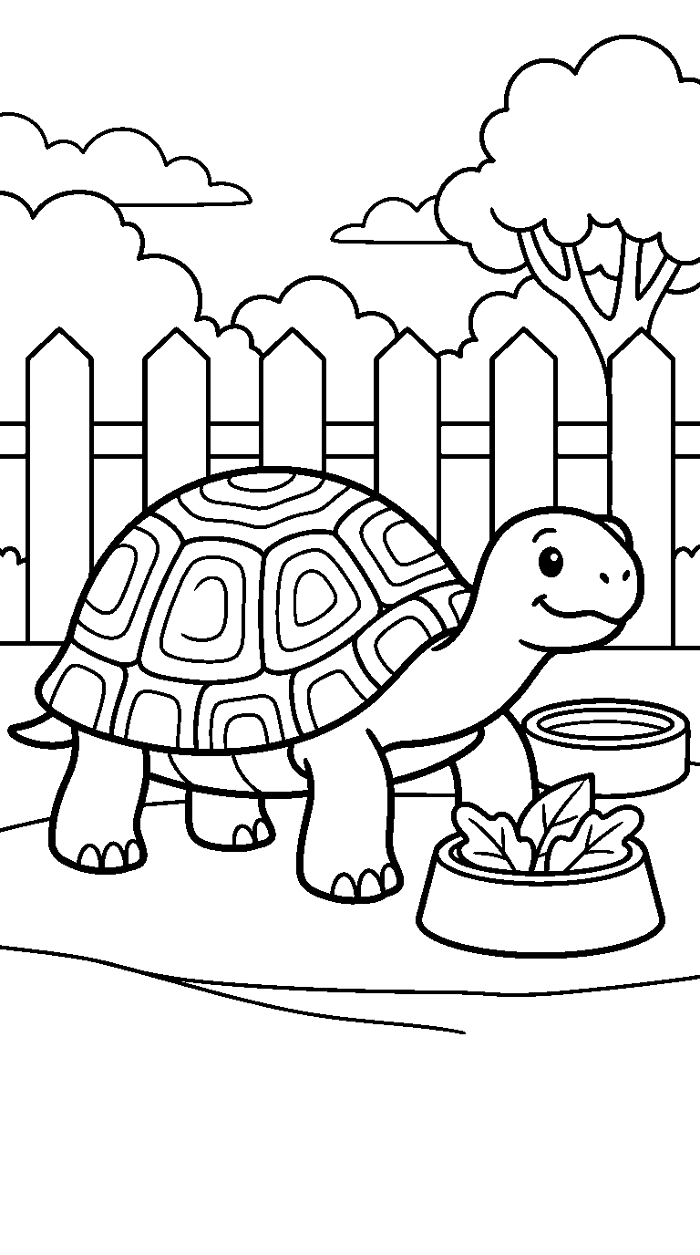 kleurplaat schildpad · Bij het bakje