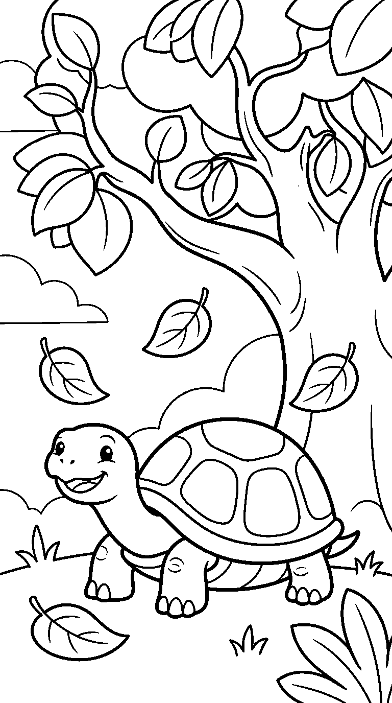 kleurplaat schildpad · Onder de boom