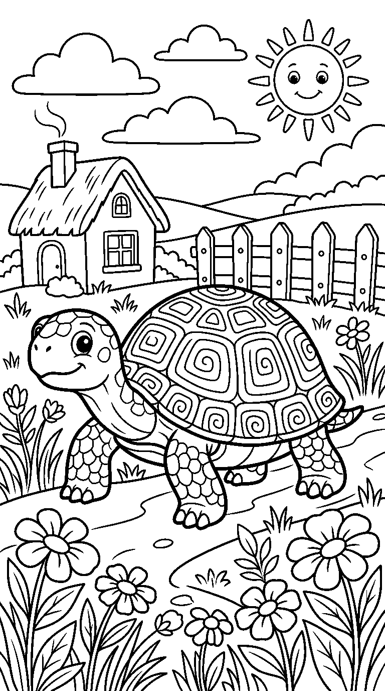 kleurplaat schildpad · In het landschap