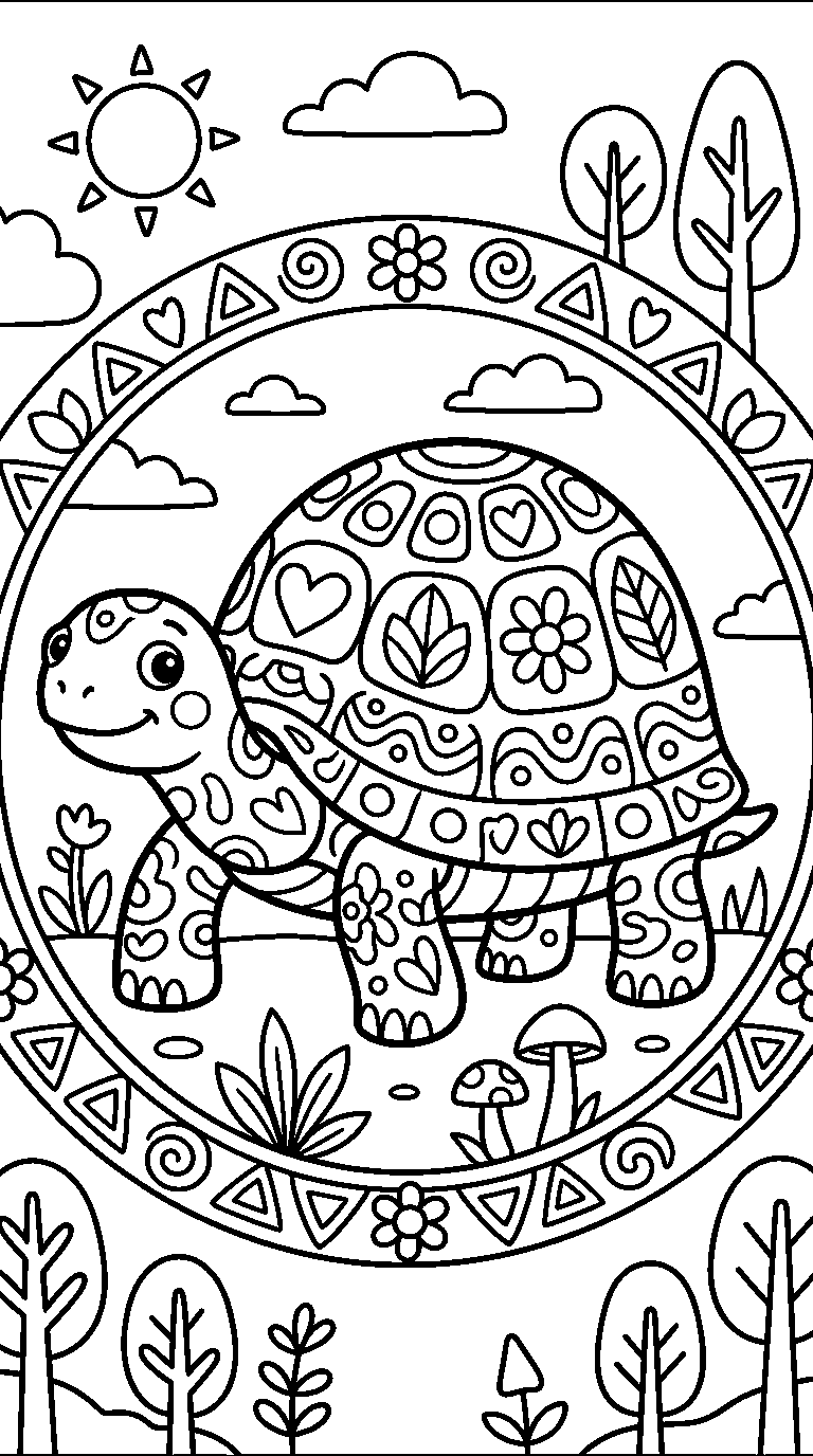 kleurplaat schildpad · Met versiering