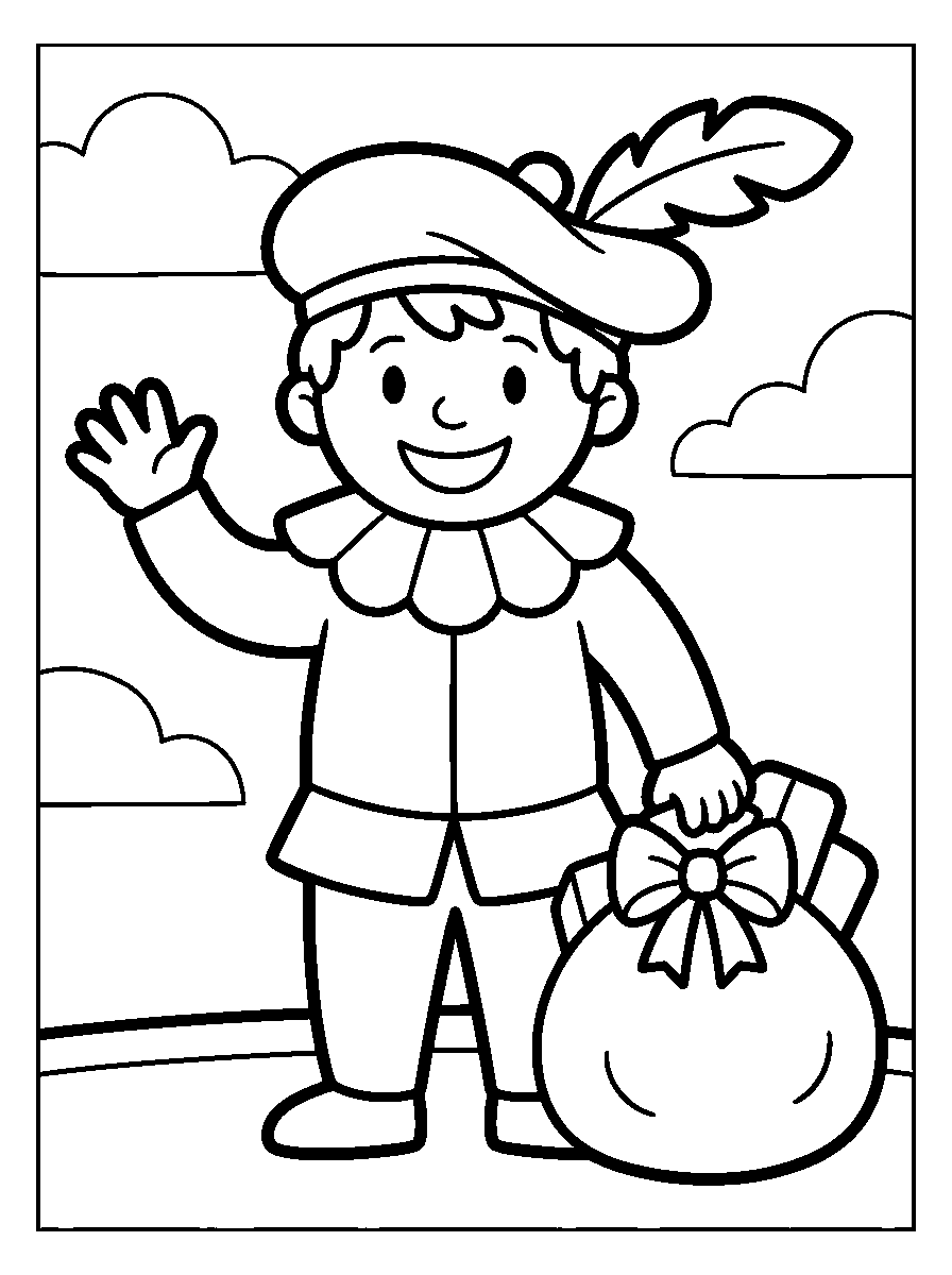kleurplaat sinterklaas · Piet met de zak