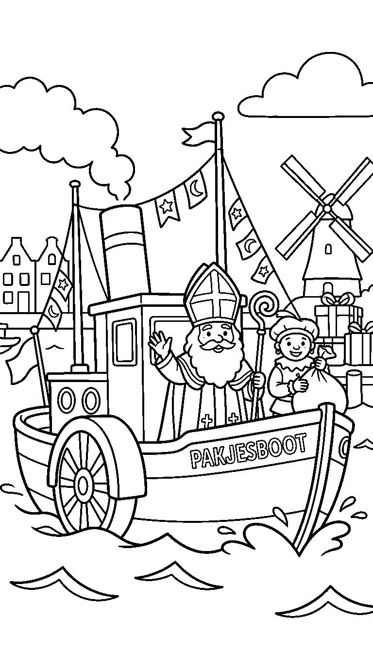 kleurplaat sinterklaas · Stoomboot