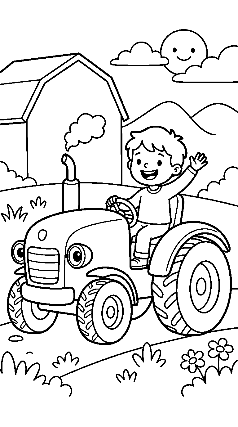 kleurplaat tractor · Met bestuurder