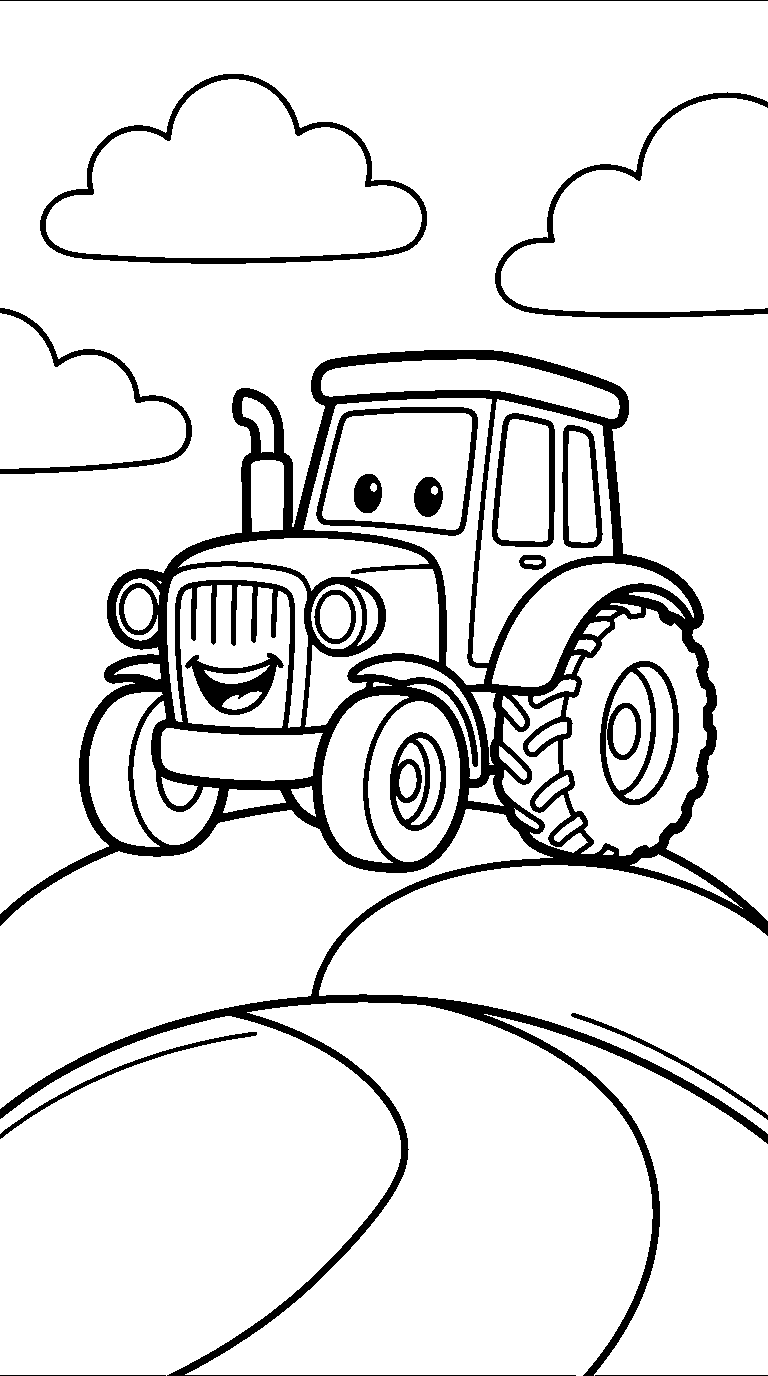 kleurplaat tractor · Over de heuvels