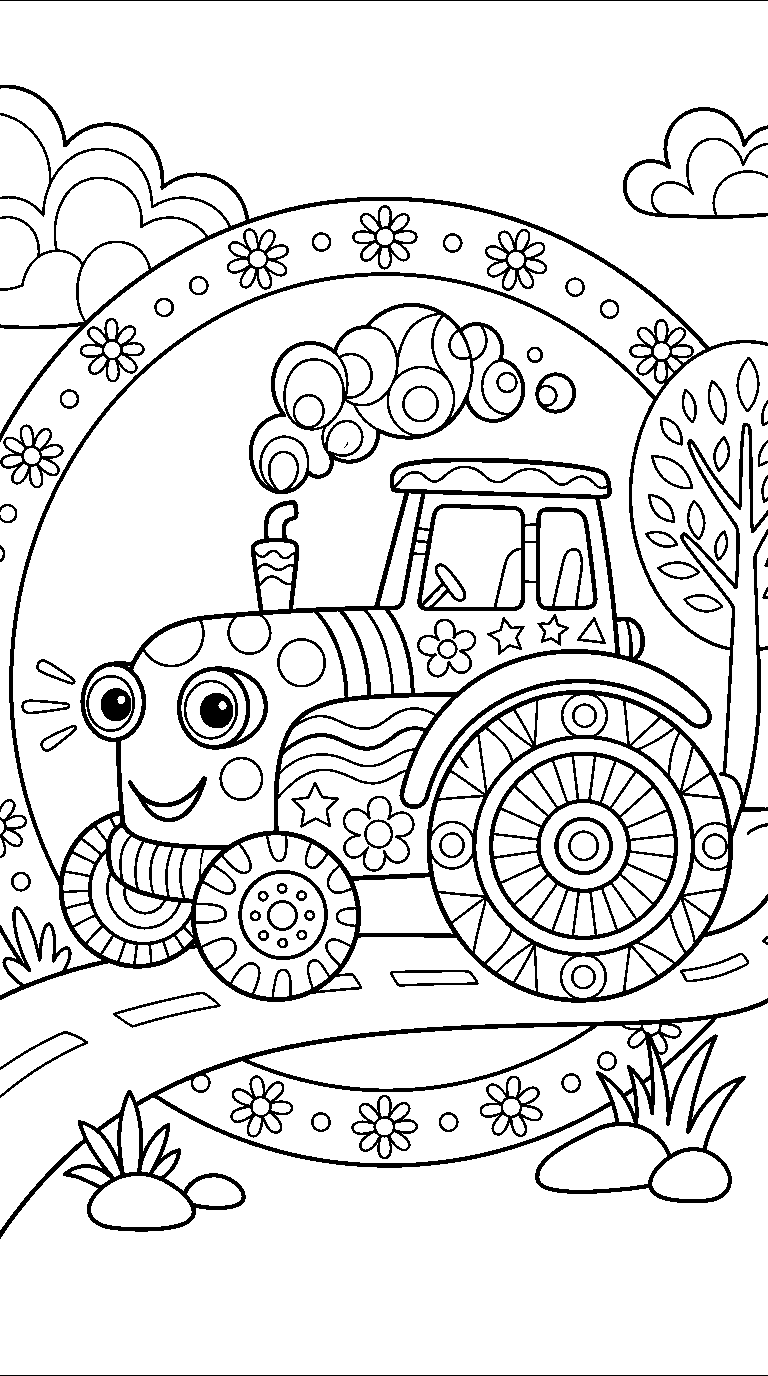 kleurplaat tractor · Met versiering