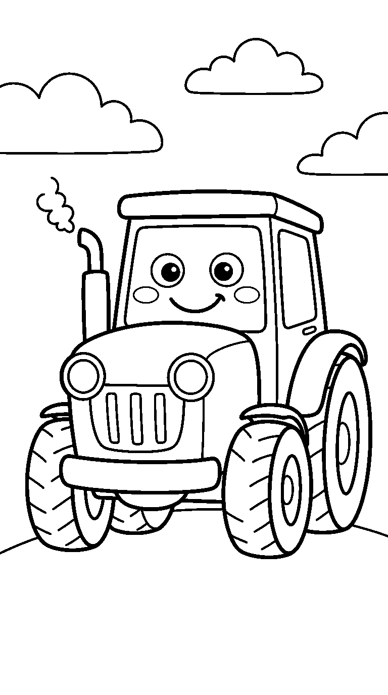 kleurplaat tractor · Van voren