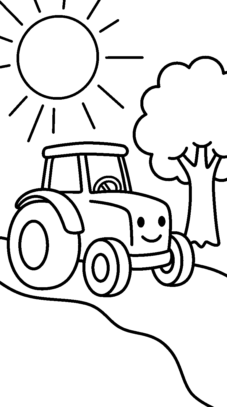 kleurplaat tractor · Op de weg