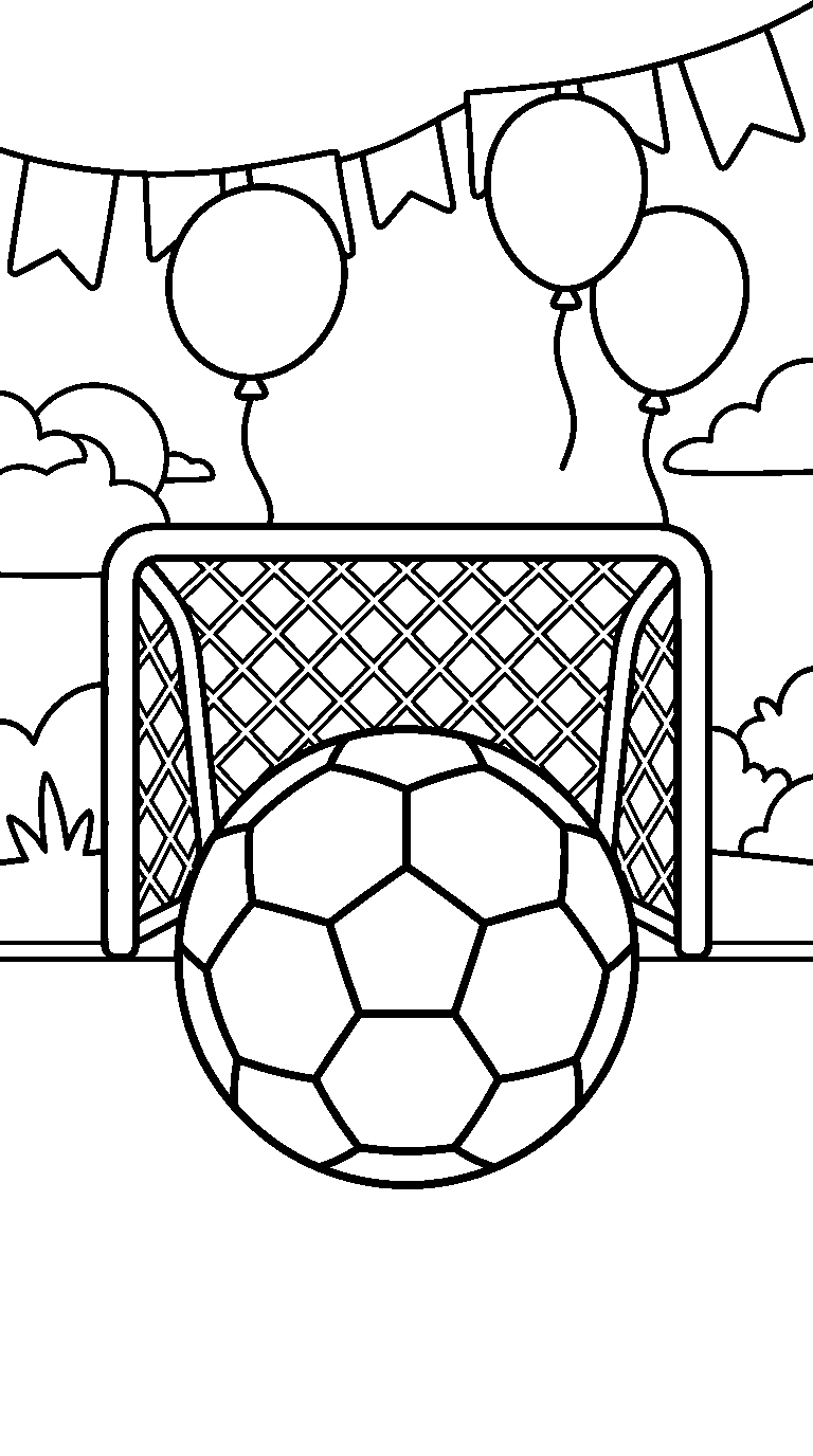 kleurplaat voetbal · Met ballonnen