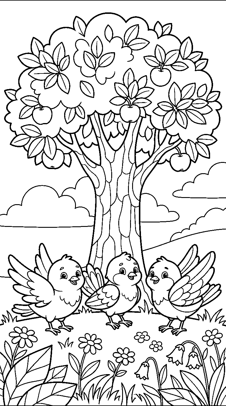 kleurplaat vogel · Met z'n drieën