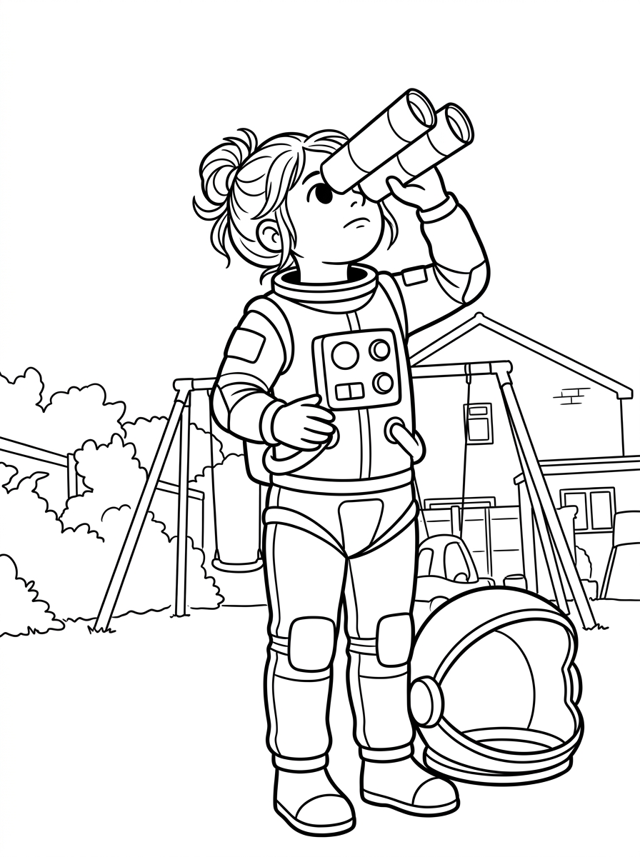 voorbeeld kleurplaat — maak een astronaut-kleurplaat
