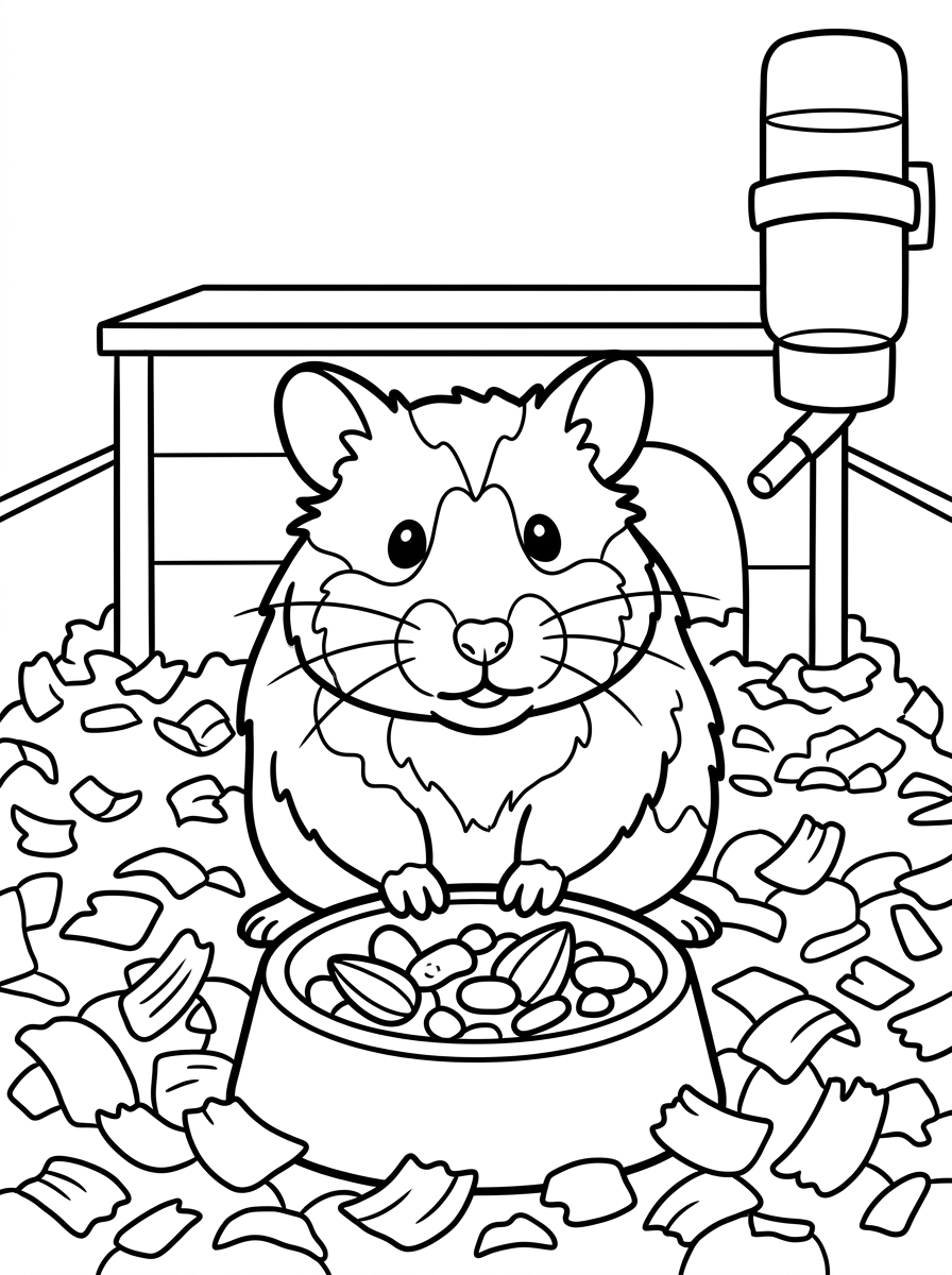 voorbeeld kleurplaat — maak een kleurplaat van je eigen hamster