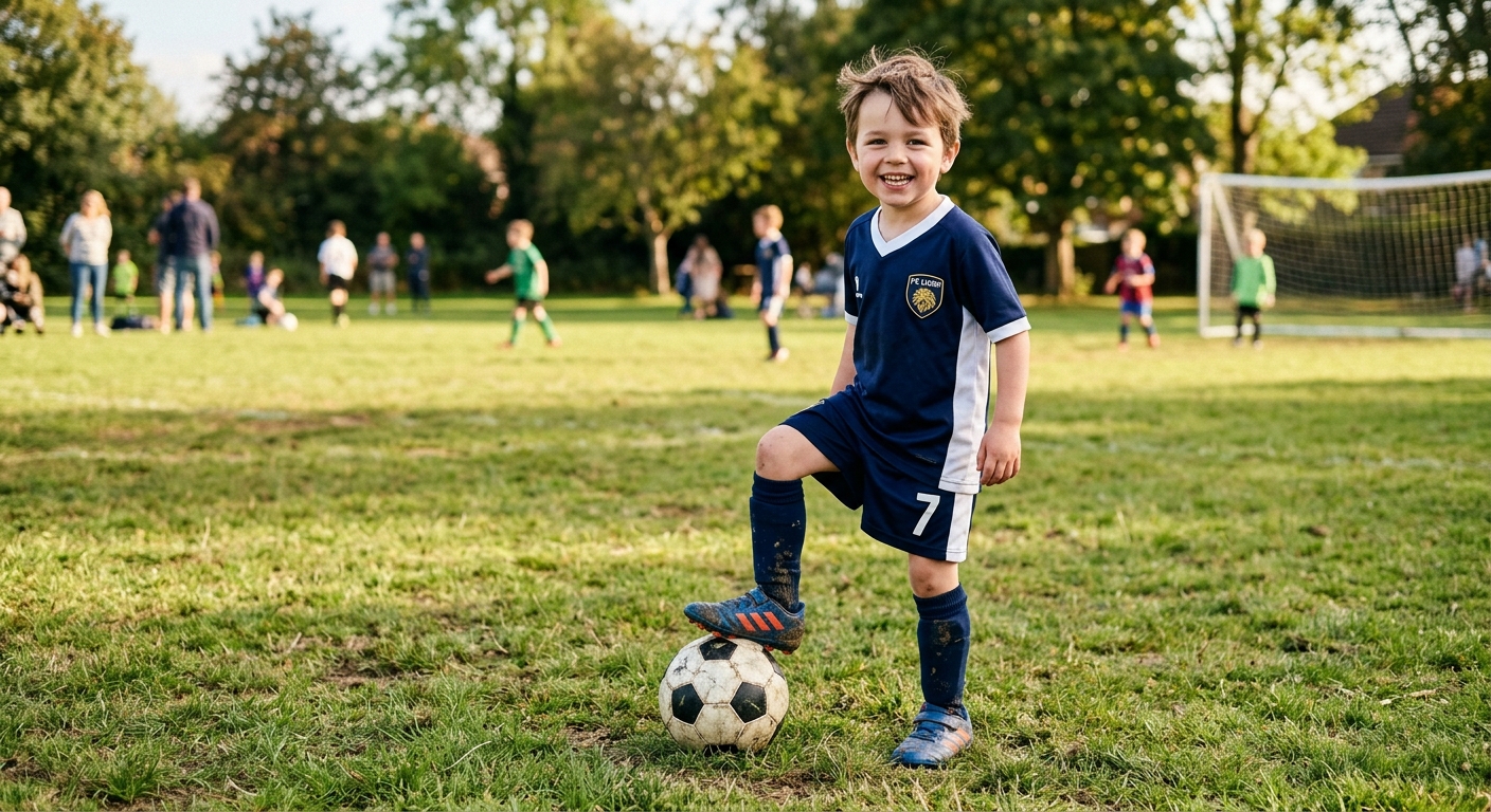 voorbeeldfoto — maak een voetbal-kleurplaat van je kind