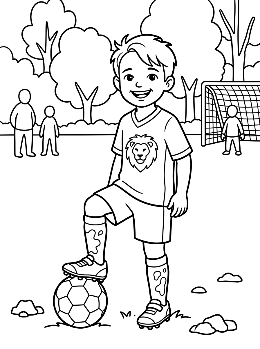 voorbeeld kleurplaat — maak een voetbal-kleurplaat van je kind